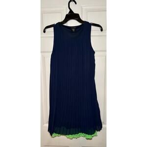 Paper Doll navy pleated dress with adorable green underskirt size 16